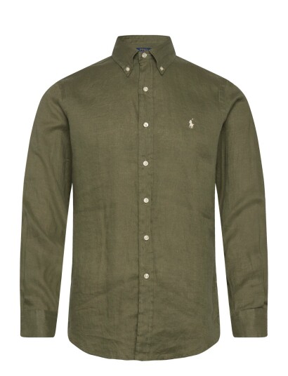 Polo Ralph Lauren Custom Fit Linen Shirt   Khaki green   XL