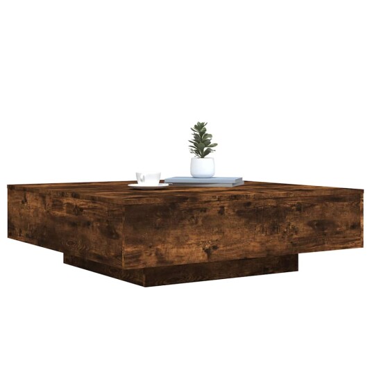 Salongbord med LED-lys røkt eik 100x100x31 cm 836606 Salongbord med LED-lys røkt eik 100x100x31 cm 836606