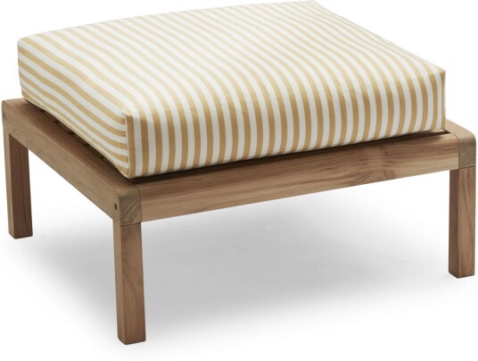 Fritz Hansen Virkelyst Pouf Teak Fossflakes Padding Outdoor Textile / Golden Yellow Stripe Utendørs Krakker Og Puffer Says Who Blå Fritz Hansen Virkelyst Pouf Teak Fossflakes Padding Outdoor Textile / Golden Yellow Stripe Utendørs Krakker Og Puffer Says Who Blå