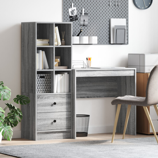  Skrivebord med lagring 2 pcs Grå sonoma 80 x 40 x 76 cm