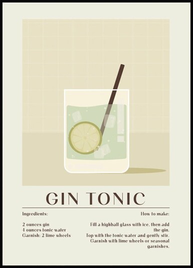 Gin Tonic Plakat Plakat / 100x150cm Gin Tonic Plakat Plakat / 100x150cm
