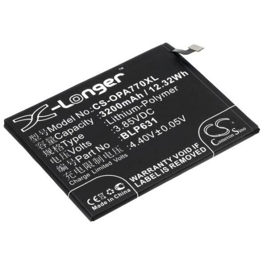 OPPO A77 Dual SIM batteri (3200 mAh 3.85 V, Sort)
