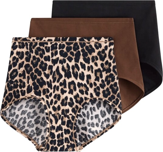 Lindex 3 Pack Briefs With High Waist Brown XL