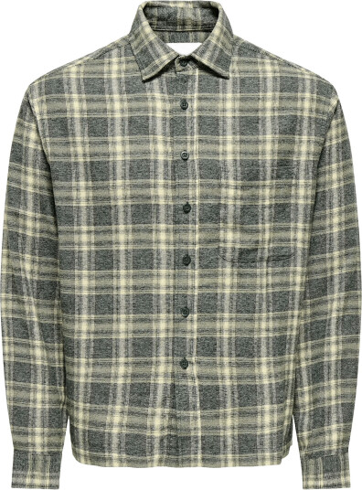 ONLY & SONS Onselio Check Rlx Shirt Ww Khaki green M