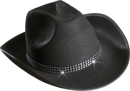 Widmann Svart Cowboyhatt med Strass Kant