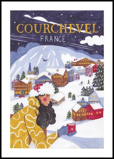 Travel woman in France Courchevel Poster Plakat / 100x150cm
