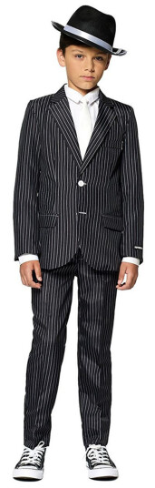 OppoSuits Suitmeister Boys Gangster Pinstripe Black Dress  Large