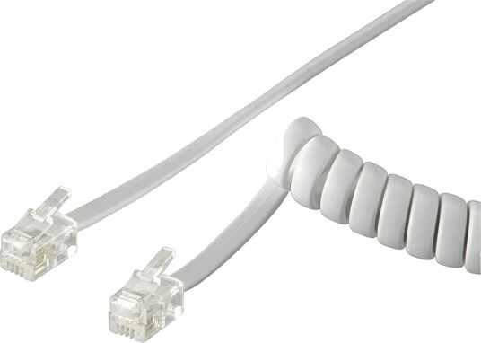 Spiralkabel til håndsett 2M Hvit RJ10 Spiralkabel til håndsett 2M Hvit RJ10