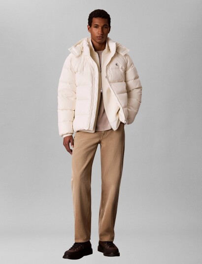 Calvin Klein Jeans Ls Nyln Zp Off Hod Down Pufr Jkt   Cream   M