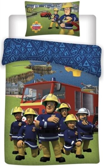 Licens Fireman Sam sengetøy 140x200 cm Brannmann og venner 2 i 1 design 100% bomull Licens Fireman Sam sengetøy 140x200 cm Brannmann og venner 2 i 1 design 100% bomull