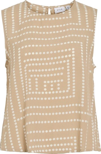 Vila - Bluse viFrelli Kleo S/L O-neck Short Top - Beige