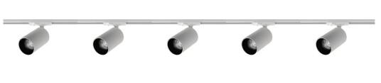 Nordesign Oz spotskinne 5 spotter 2 meter - Pure white/Svart
