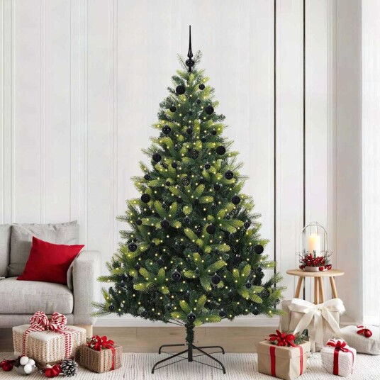  Kunstig Hengt Juletre med 300 LED lys grønn 210 cm PVC og PE