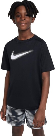Nike Dri Fit Multi+ SS Top HBR Padel og tennis T shirt fyr Svart/Vit S