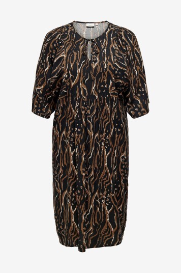 Only Carmakoma Kjole carPeony Life 3/4 Calf Dress Aop Svart