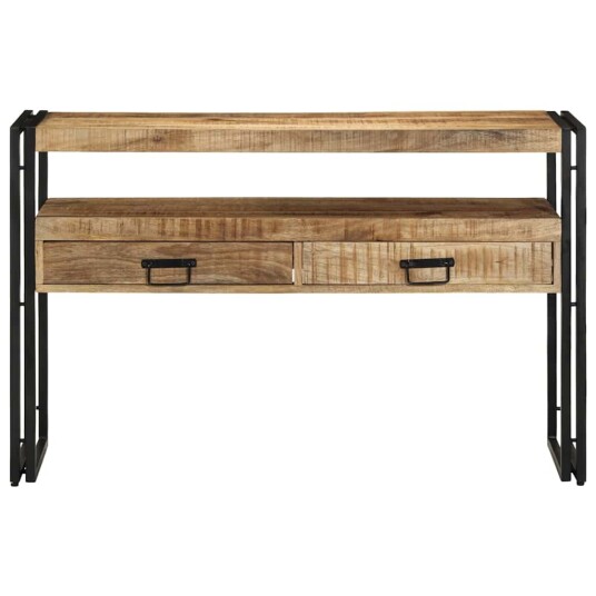  Endebord Svart 120x33x75 cm Solid Mangotre og Metall
