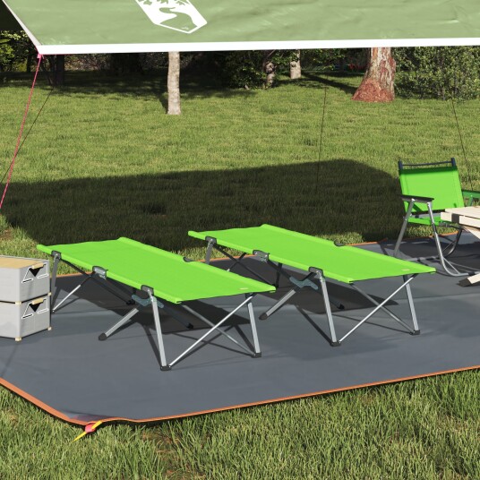 Sammenleggbar camping seng 2 pcs grønn 194 x 62,5 x 42,5 cm