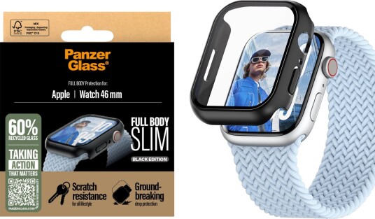 Panzerglass Snappie Full Body Slim Skjermbeskytter til Apple Watch 10 46mm - Svart