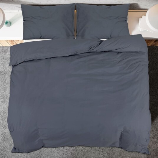 vidaXL Sengesett antrasitt 135x200 cm bomull