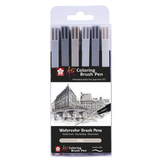 Sakura Koi Colouring Brush Pen 6-set Gray