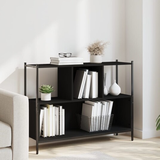 Bokhylle svart 102x28x77,5 cm konstruert tre 8721012339491
