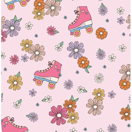Balsløw Bomullsjersey Print Stoff 150cm 011 Rulleskøyter 50cm