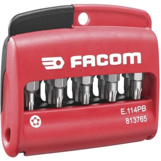 Facom E.114PB Bitssett i etui 10 stk, TORX Plus, manipuleringssikre