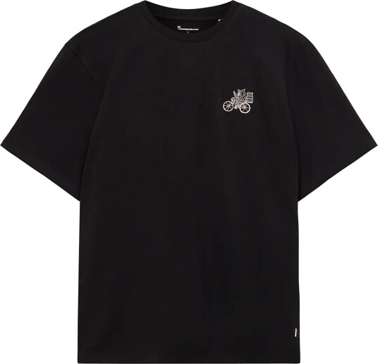 Knowledge Cotton Apparel Chest Embroidery T Shirt Black M