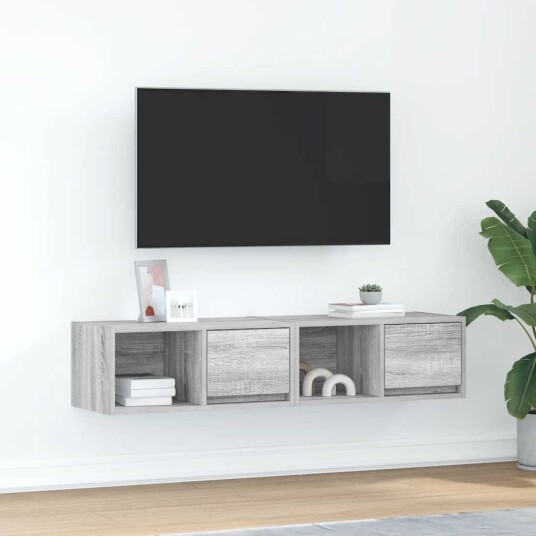 TV benker 2 stk grå sonoma 60x31x25,5 cm konstruert tre TV benker 2 stk grå sonoma 60x31x25,5 cm konstruert tre