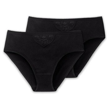 Schiesser Truser 2P Cotton Essentials Tai Panties Svart bomull Large Dame
