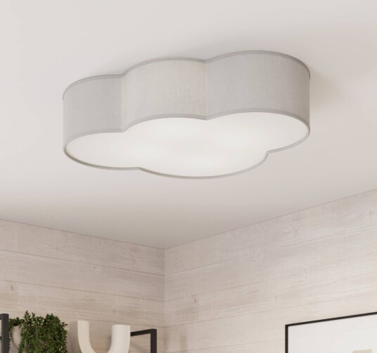 TK Lighting Cloud taklampe i tekstil lengde 62 cm grå