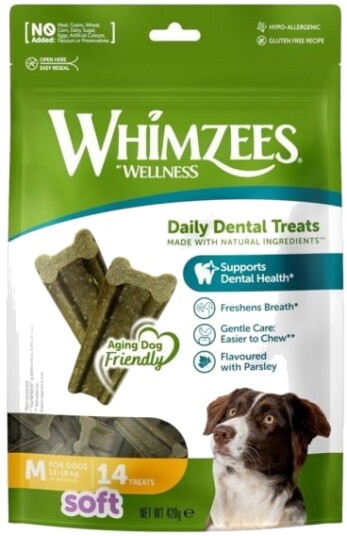 Whimzees Soft Dentaltygg 14-pakning M for hund