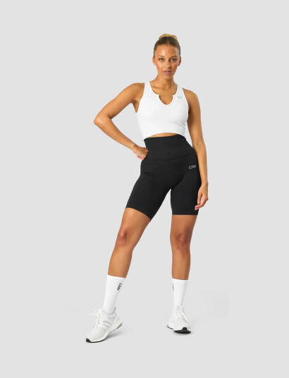 ICANIWILL Ribbed Define Seamless Pocket Biker Shorts - Black - M