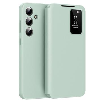 Samsung Galaxy A16 Smart Clear View Flip etui med kortspor Lysegrønn
