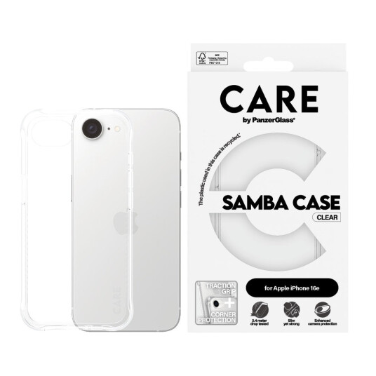 CARE by PanzerGlass Samba Gjennomsiktig Mobildeksel for iPhone 16e CARE by PanzerGlass Samba Gjennomsiktig Mobildeksel for iPhone 16e