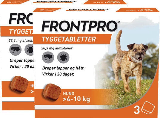 Frontpro 28 Mg Tyggetabletter Til Hund 2 X 3 Stk. Frontpro 28 Mg Tyggetabletter Til Hund 2 X 3 Stk.