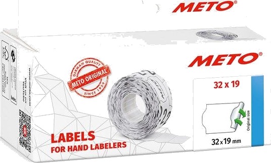 METO Prisetiketter avtak. 32x19mm, hvit, 5rl/1000