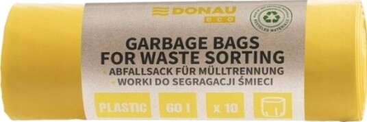 Donau Avfallsposer Eco* For Sortering Av Plast 60 L 10 Stk. Gul Donau Avfallsposer Eco* For Sortering Av Plast 60 L 10 Stk. Gul