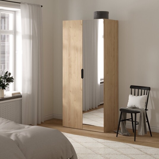 LIND NEST GARDEROBESKAP 100X220X60CM EIK MED SPEIL