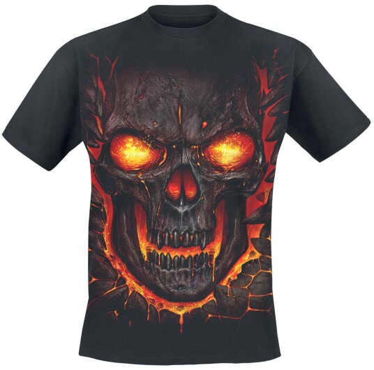 Spiral Goth T-skjorte Skull Lava S til L Herrer svart