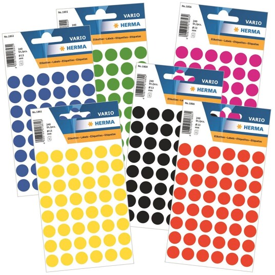 HERMA Rund selvklebende etikett  Ø13mm 240 pk Neonrød