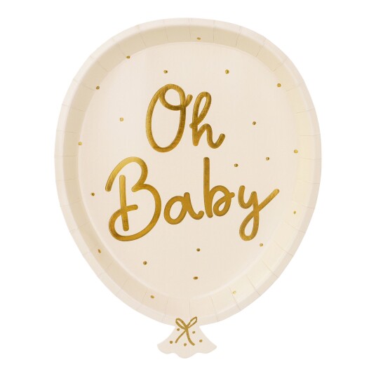 PartyDeco Papptallerken Oh Baby Ballong