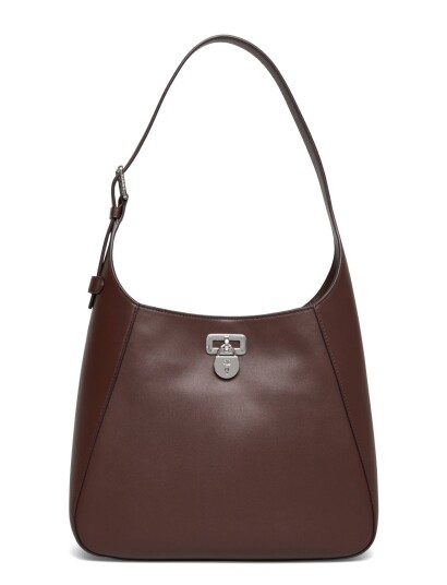 Lauren Ralph Lauren Leather Large Tanner Shoulder Bag Burgundy ONE SIZE