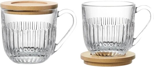 La Rochère Ouessant krus med lokk/fat 2-pk Transparent La Rochère Ouessant krus med lokk/fat 2-pk Transparent