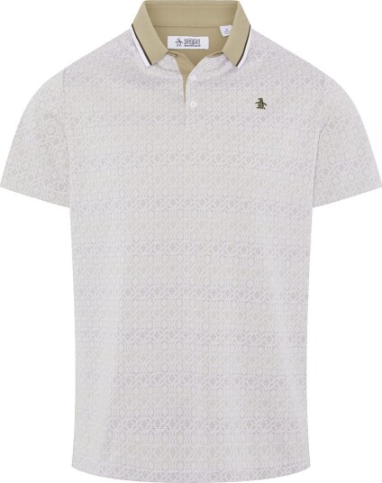 Original Penguin OP Oxford Jacquard Polo Golf pologenser herre Bright White Small