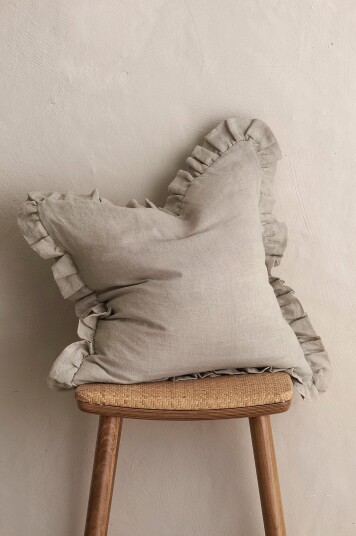 Ellos Home Putetrekk Candice Frill i vasket lin Beige Ellos Home Putetrekk Candice Frill i vasket lin Beige