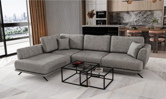 Seksjon Eltap Larde 286x191x90 cm Leve 4 Grå Venstre