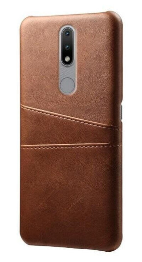 INCOVER Nokia 2.4 Skinnpolstret Plastdeksel med Kortholder - Brun