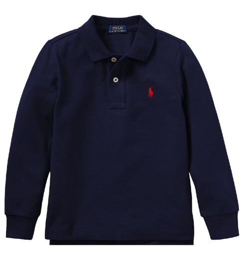 Ralph Lauren Kids Cotton Mesh Long Sleeve Polo Shirt Blue 102 108