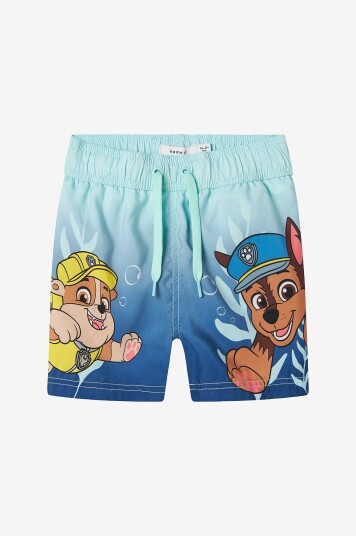 Name It Badebukse nmmMabbe Paw Long Swimshorts Blå